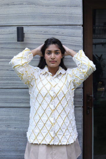 Diamond-Patterned Denim Shirt