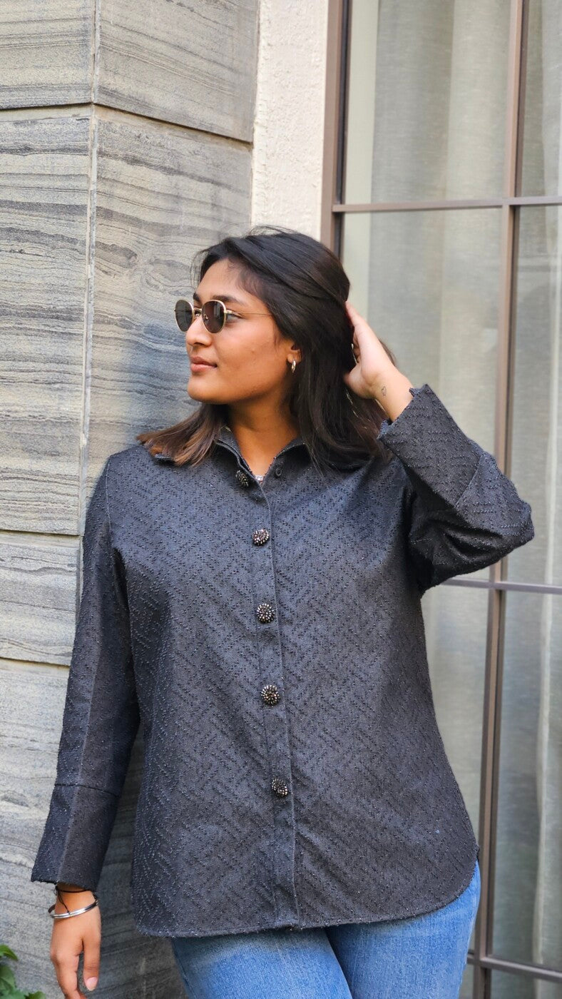 Black Embroidered Shirt