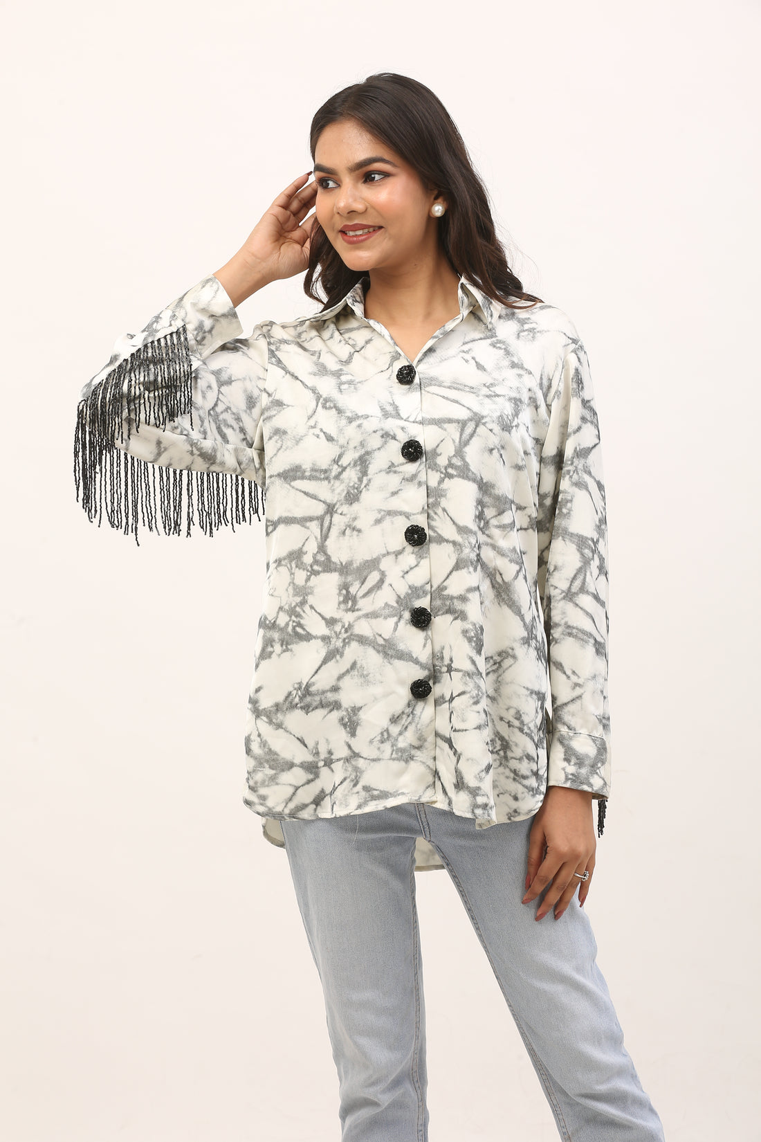 Marble print women's shirt