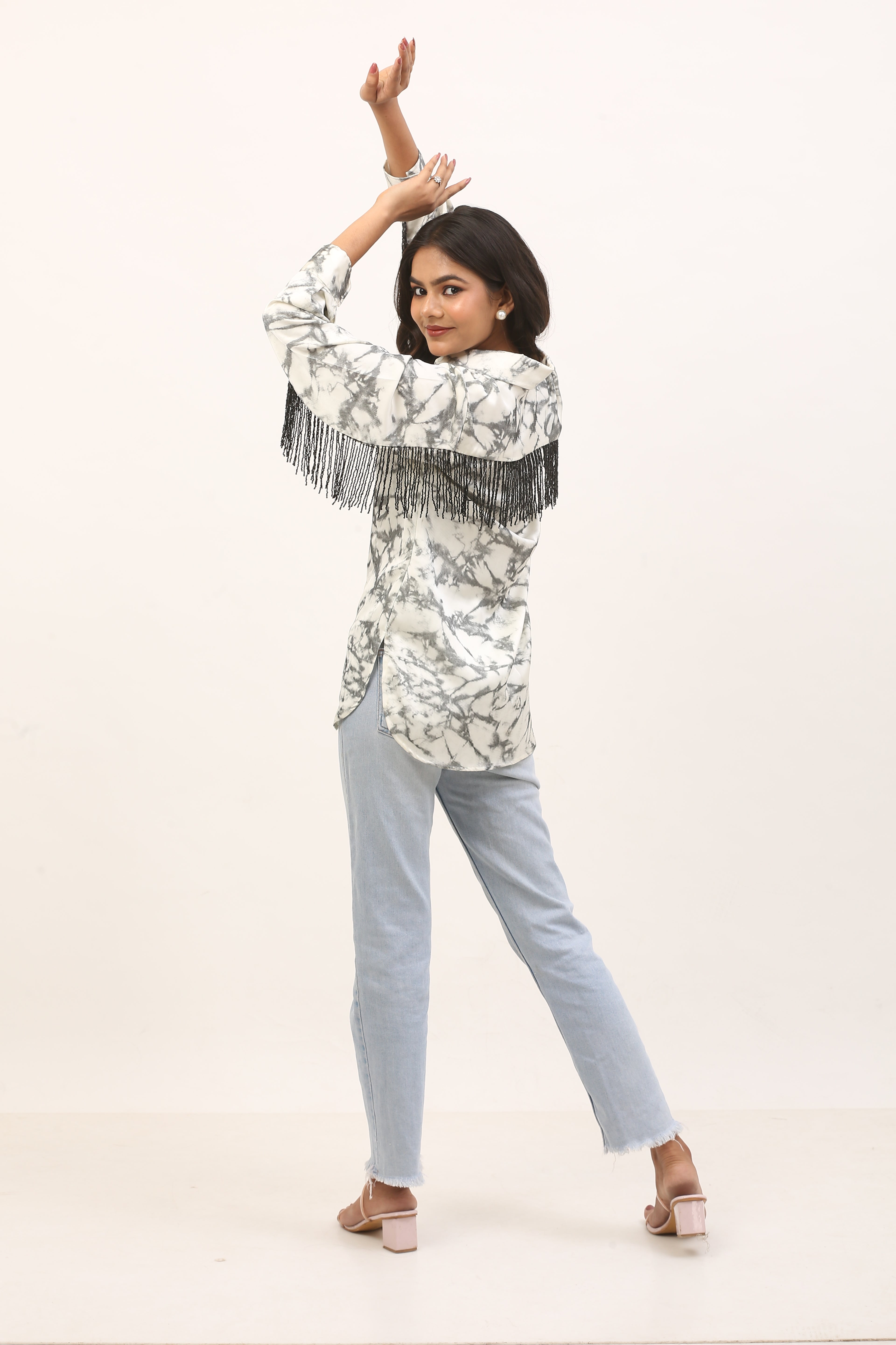 Marble print women's shirt