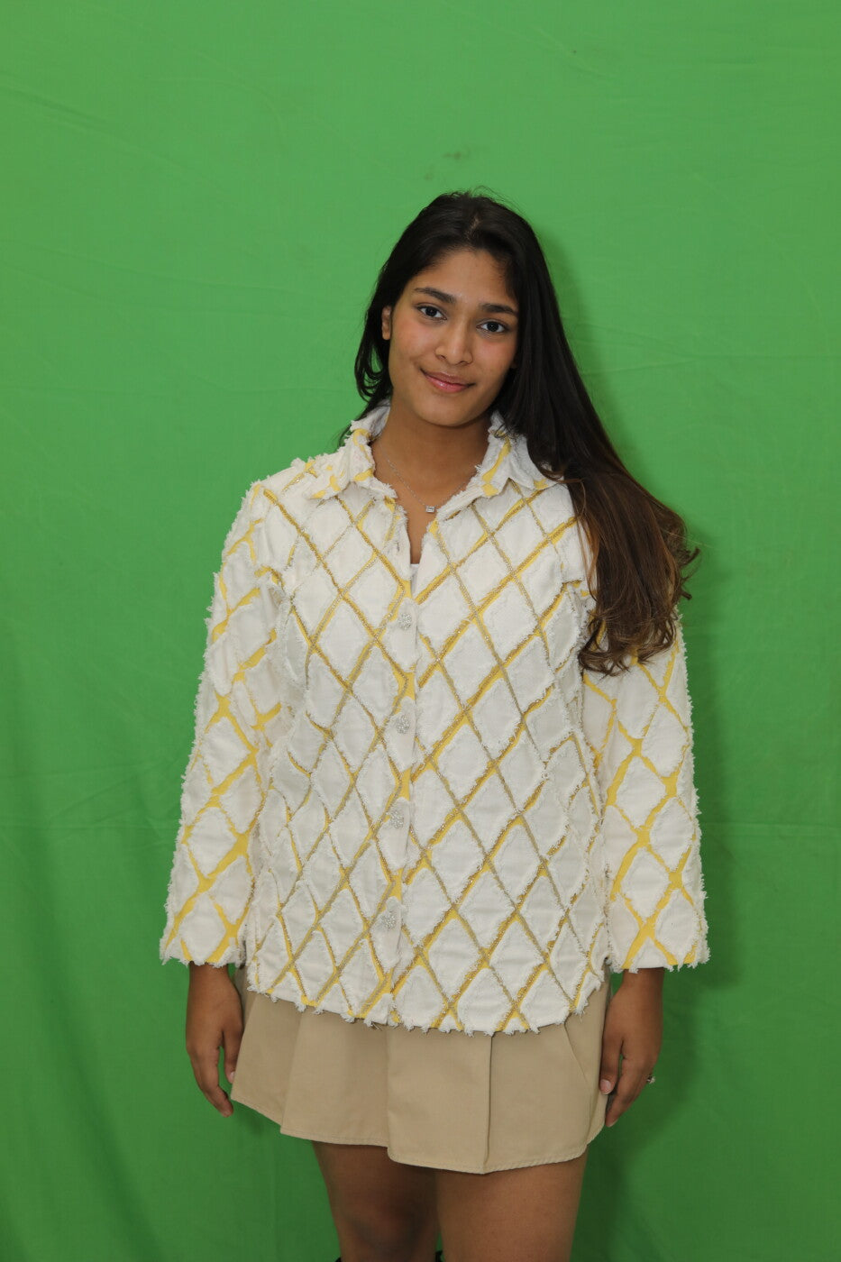 Diamond-Patterned Denim Shirt