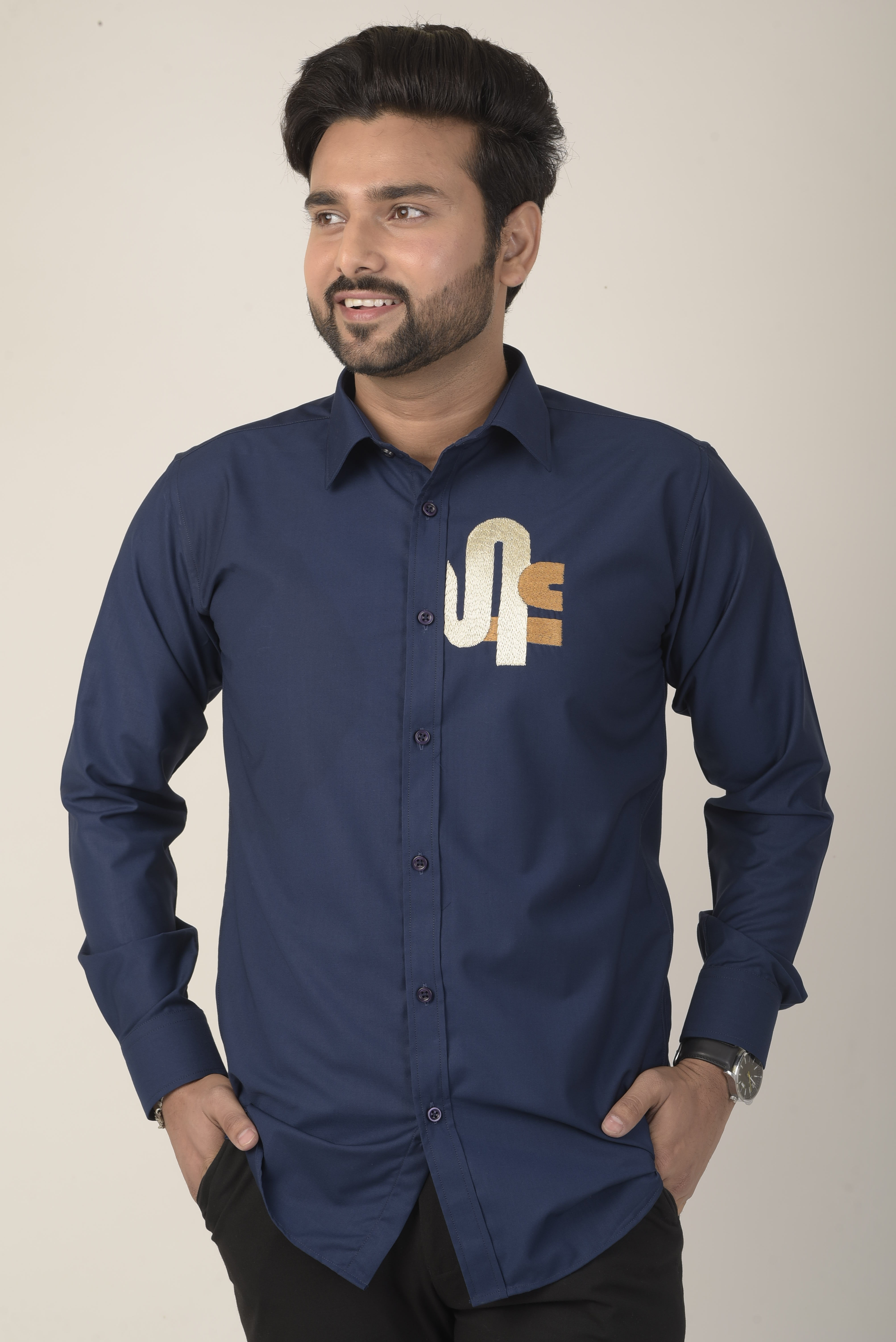 Classic long-sleeve button-down shirt
